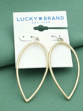 Lucky Brand Gold Teardrop Hoop Earrings Large Chic Statement Jewelry